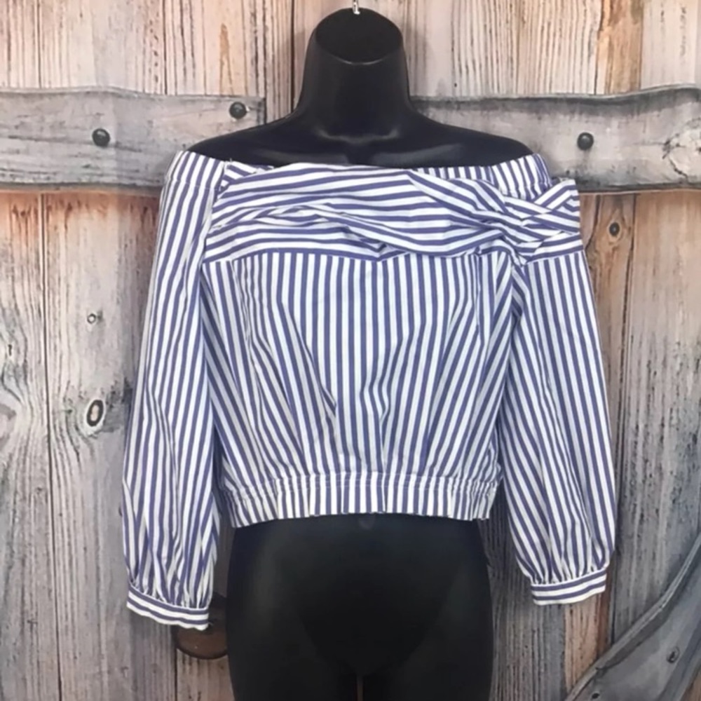 Zara Striped Off -Shoulder Top Blouse